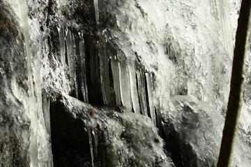 Icicles on a rock
