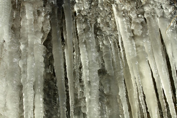 Obraz premium Icicles on a rock