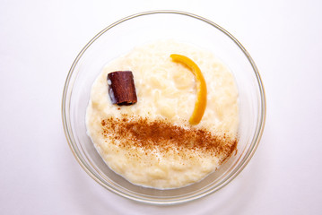 Rice pudding on a white background