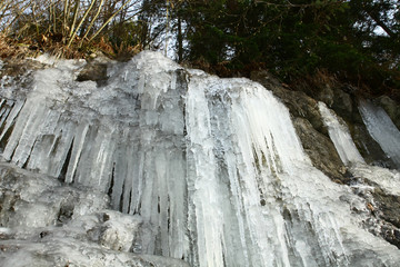 Icicles on a rock