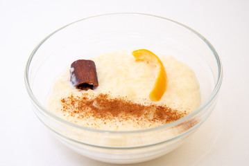 Rice pudding on a white background