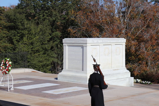 Tomb Of The Unknown Soldier Washington DC Being Guarderd By Soldier