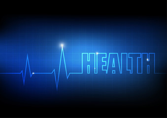 Vector : Cardiogram with heartbeat on grid background