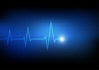 Vector : Cardiogram with heartbeat on grid background