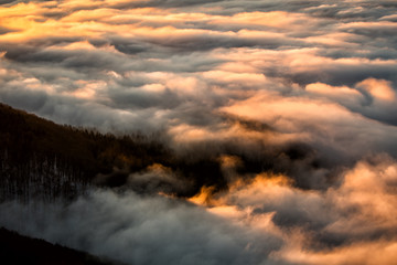 Splendid sunrise in the Carpathian Mountains.