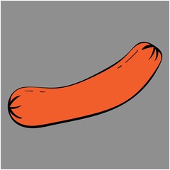 Vector illustration of grilled sausage on gray background