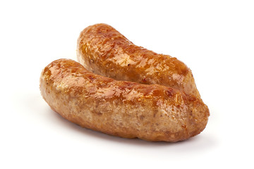 German Sausage, Grilled Munich Sausages, isolated on white background