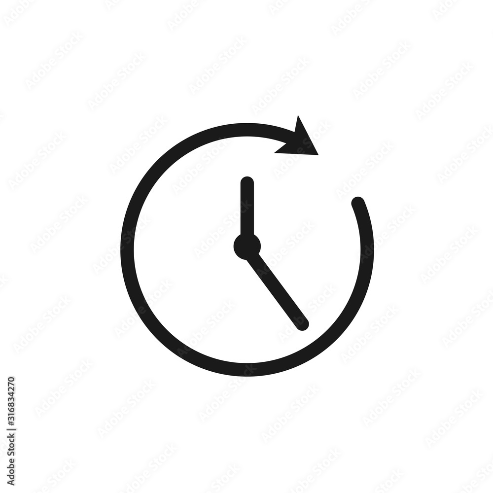 Poster save time icon with arrows.