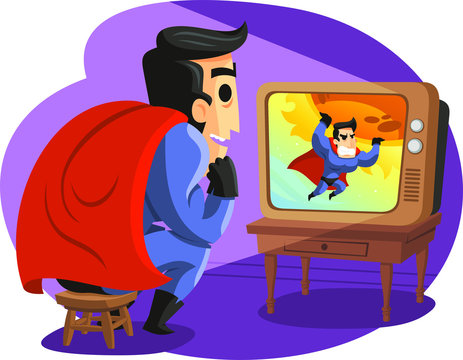 superhero watching the news