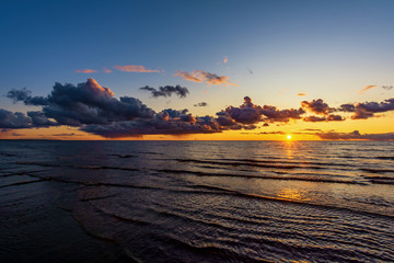 Sunset on the lake, Pskov region, Russia