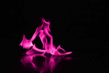 Beautiful fire pink flames on a black background.