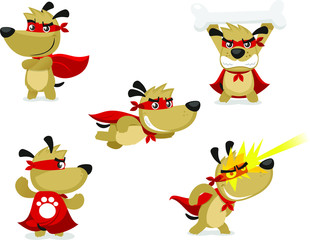 super dog cartoon set