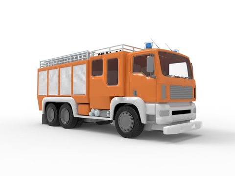 3D rendering of a fire truck isolated in a empty space.