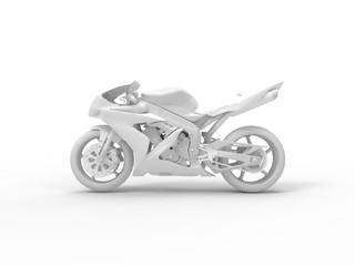 3D rendering of a white motorcycle isolated in white background