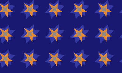 geometric star shaped texture ornaments in blue and orange color. symmetric design template with deep blue elements. Abstract pattern. Good for invitation card, banner, tile, textile, fabric, carpet