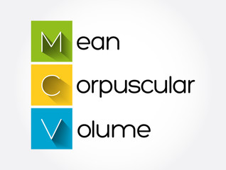 MCV - Mean Corpuscular Volume acronym, medical concept background