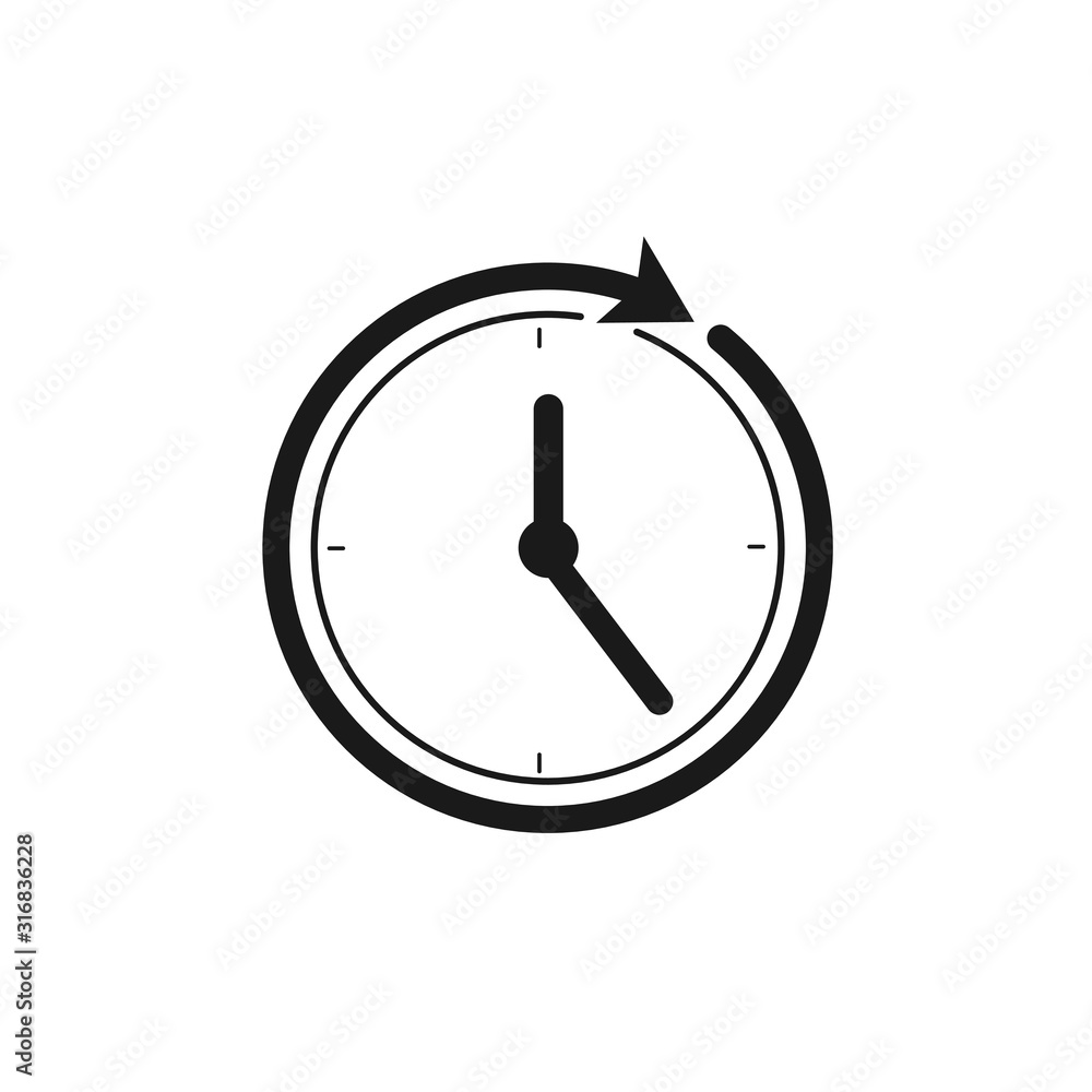 Poster time clock icon with arrows.