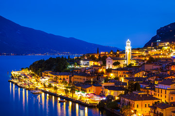Limone village at lake Garda, Italy during a summer sunset