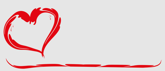Vector illustration of red heart on a gray background with space for text, vector banner,decoration element, graphics for greeting cards.Design elements for Valentine's day and women's day.