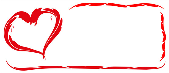 Vector illustration of red heart on a white background with space for text, vector banner,decoration element, graphics for greeting cards.Design elements for Valentine's day and women's day.