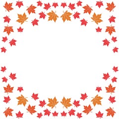 Vector illustration of autumn red, orange and yellow maple leaves on white background. Template for greeting card, poster, promotion, flyer, advertising, personal or company logo.
