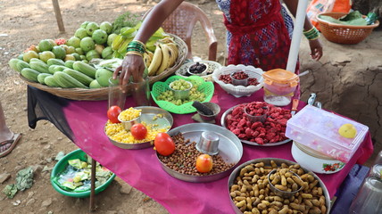 Mumbai, Maharastra/India- January 18 2019: Fresh fruits for sale in the market. Vegetable vendor selling fresh food.