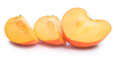 persimmon slices isolate on white