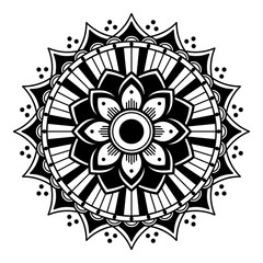 Mandala decorative round ornament. Can be used for greeting card, phone case print, etc. Hand drawn background, vector isolated on white. EPS 10 