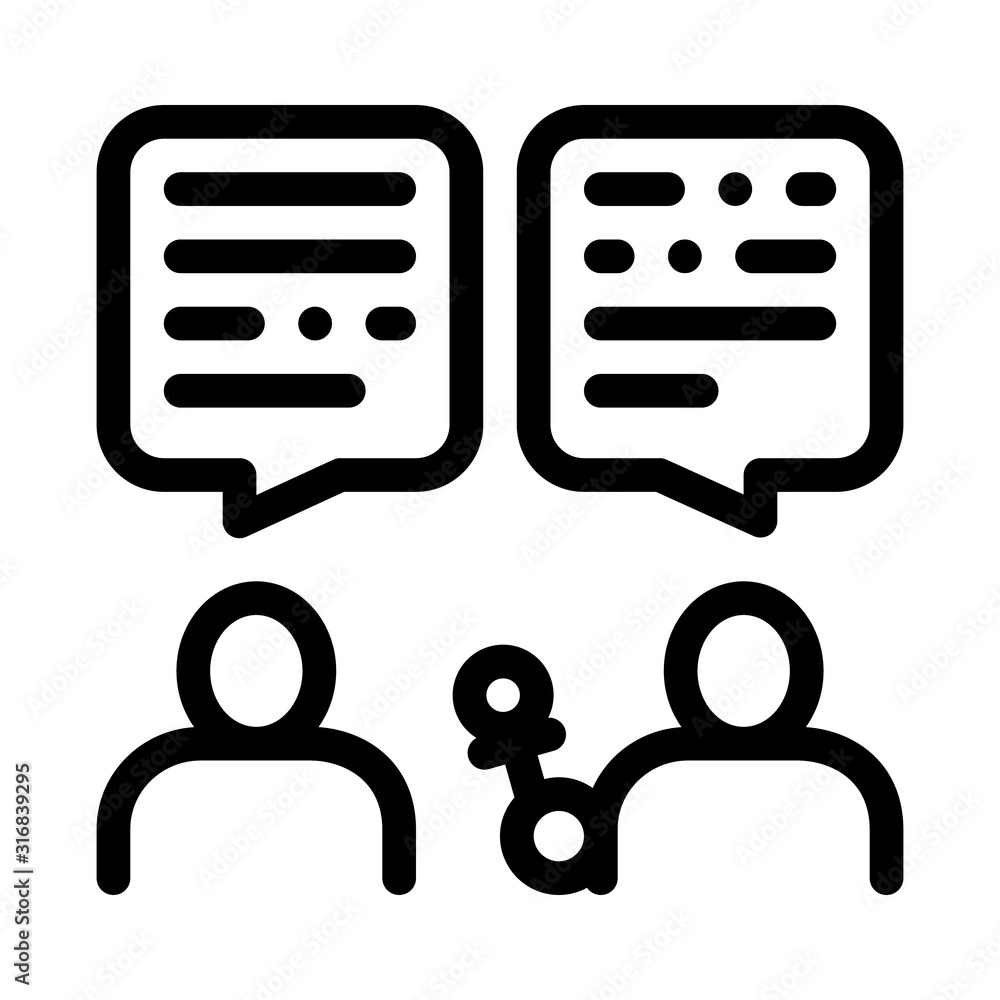 Aufkleber interview discuss icon vector. outline interview discuss sign. isolated contour symbol illustration