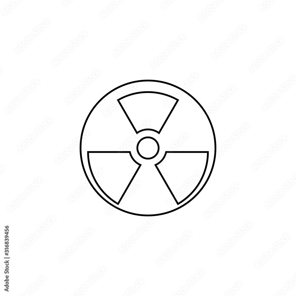 Wall mural radiation danger icon. caution sign. hazard alert symbol. logo design element