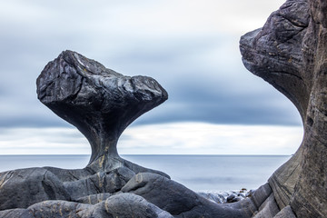Kannesteinen rock formed by erosion on the sea coast of Norway