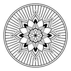 Decorative hand-drawn round pattern in the form of a mandala for laser cutting. Vector isolated on white.