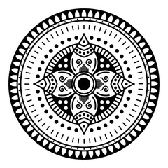 Decorative hand-drawn round pattern in the form of a mandala for laser cutting. Vector isolated on white.