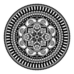 Decorative hand-drawn round pattern in the form of a mandala for laser cutting. Vector isolated on white.