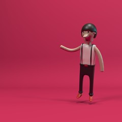 hombre en fondo rosa