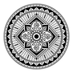 Decorative hand-drawn round pattern in the form of a mandala for laser cutting. Vector isolated on white.