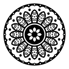 Decorative hand-drawn round pattern in the form of a mandala for laser cutting. Vector isolated on white.