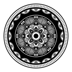 Decorative hand-drawn round pattern in the form of a mandala for laser cutting. Vector isolated on white.