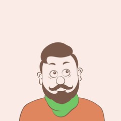 Vector illustration portrait attractive men with a beard,cartoon design.
