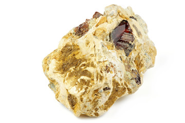 chondrodite from Koksha Valley, Afghanistan isolated on white background