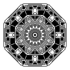 Decorative hand-drawn round pattern in the form of a mandala for laser cutting. Vector isolated on white.