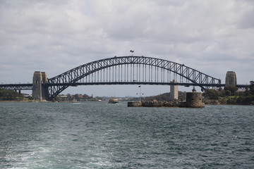 Fototapeta na wymiar Fort Denison and Harbor Bridge in Sydney, Australia