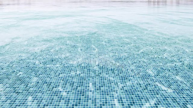 Blue pool floor texture, blue tiles with water, in 3d animation, used for post credit scenes or to make intros. Background to use in videos swimming pools or water parks