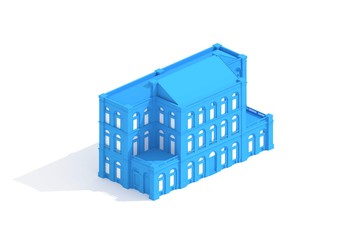 Blueprint 3d model archtecture rendered on white background