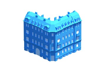 Blueprint 3d model archtecture rendered on white background