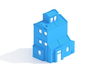 Blueprint 3d model archtecture rendered on white background