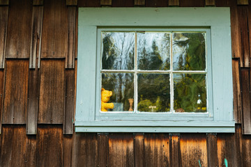 A Teddy Bear in a Cottage Window