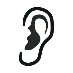 icon ear, hearing, flat style, receiving information, fully editable vector image
