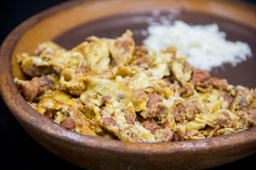 Mexican scrambled eggs with chorizo