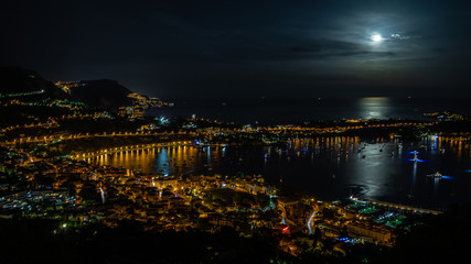 Cote d'Azur Nightscape under Moonlight